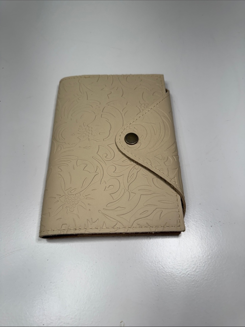 Portland Leather Cream Embossed Journal Cover with Snap